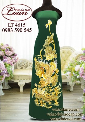 Vải áo dài thêu sen hạc-ADT2503