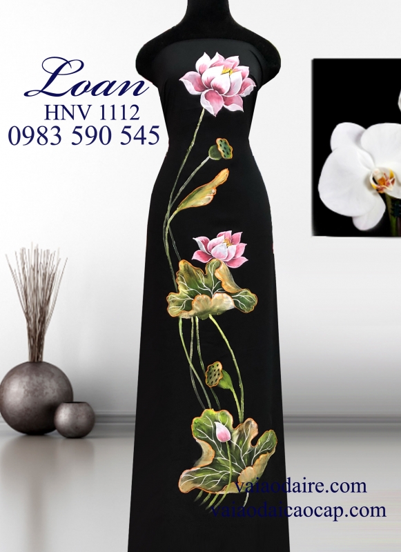 V i ao dai Thai Tu n v hoa sen ADV445 Shop v i ao dai cao c p Loan